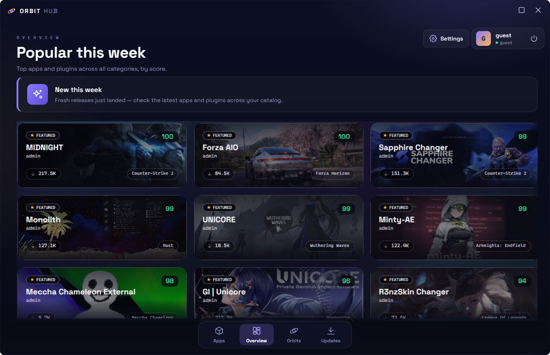 OrbitHub catalog interface